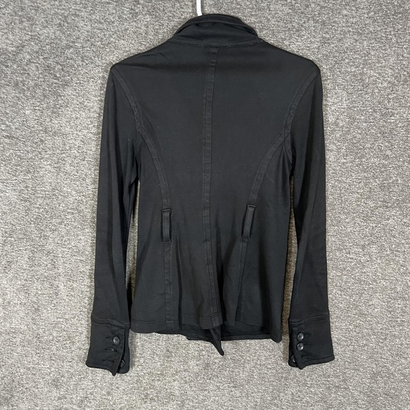 James Perse Blazer Jacket Womens 1 Black Double Breasted Lightweight Cotton - Picture 7 of 8